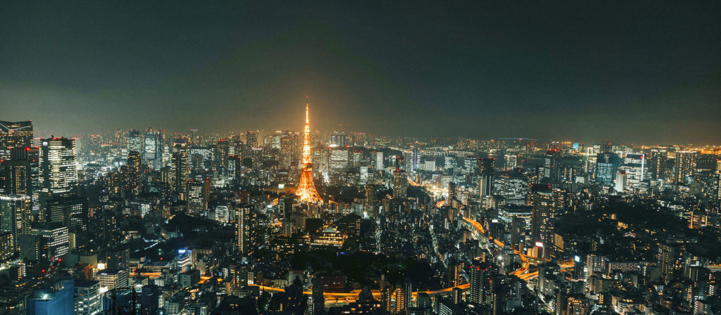 Tokyo Tower and city at night